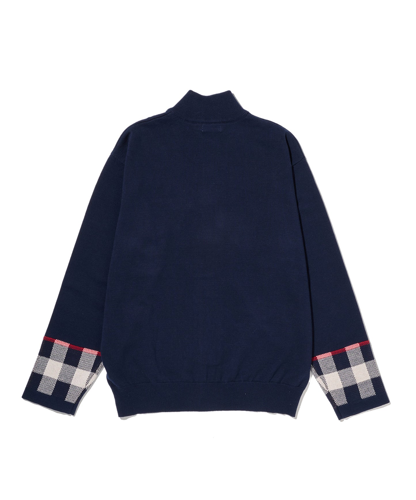 パーマーチェックカフ ニット スタンドフルジップ