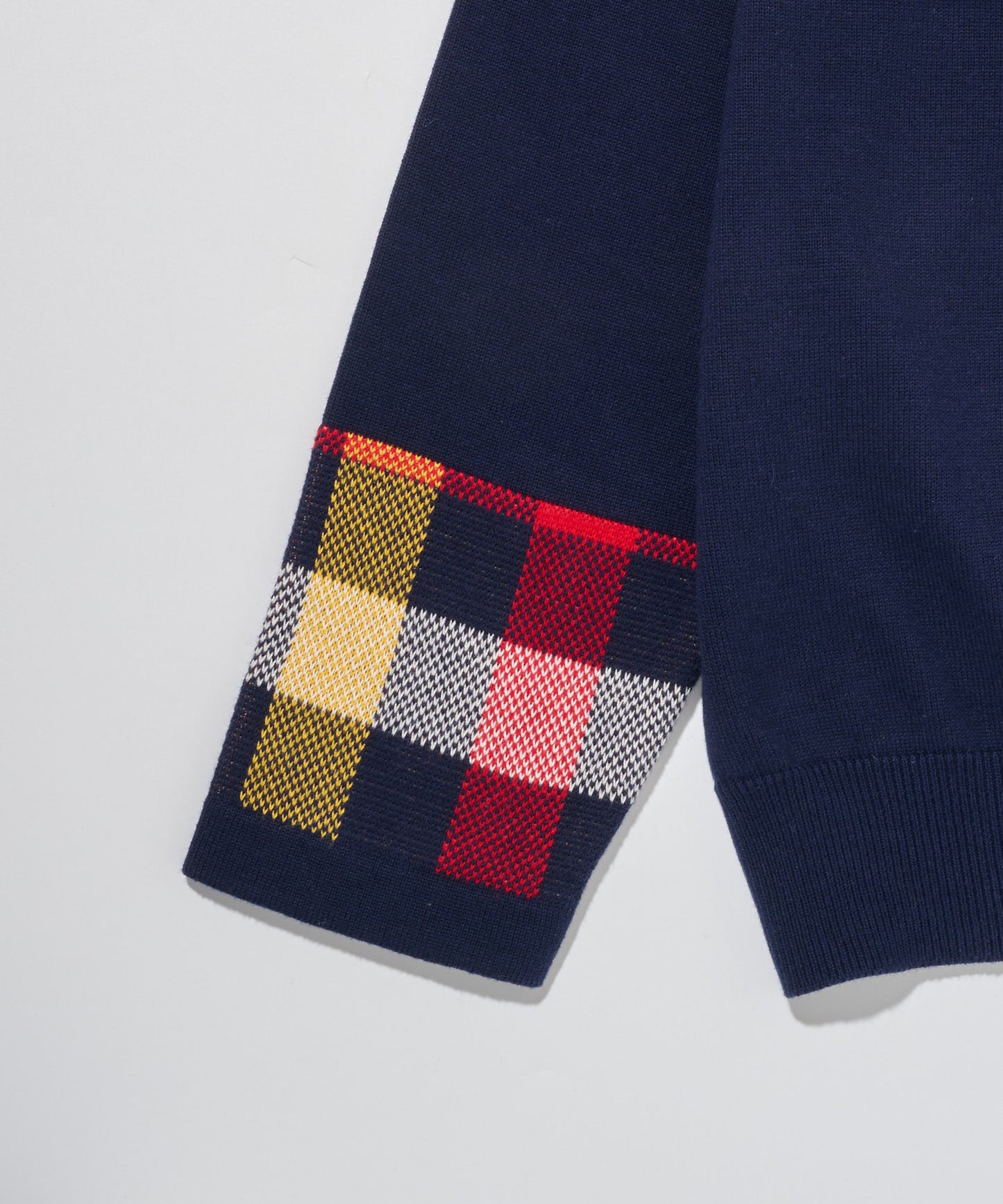 パーマーチェックカフ ニット スタンドフルジップ