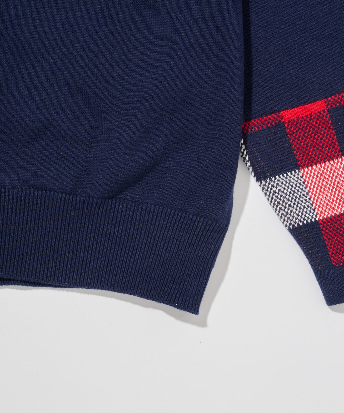 パーマーチェックカフ ニット スタンドフルジップ