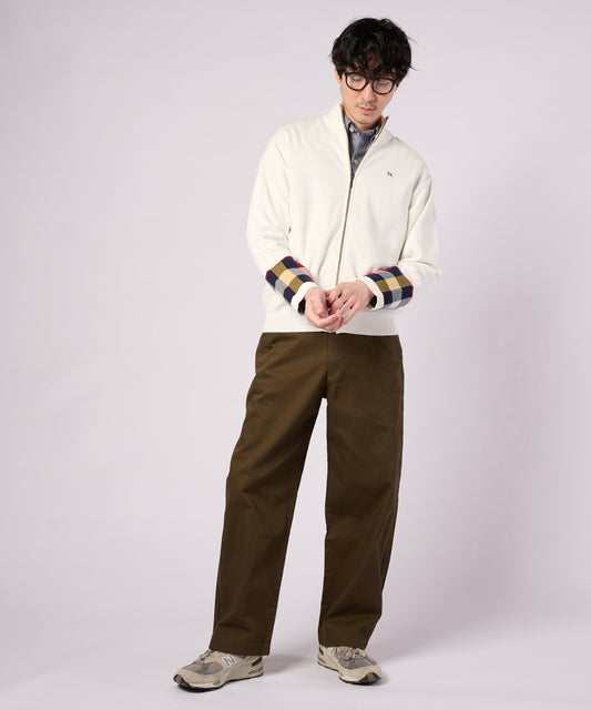 Arnold Palmer　パーマーチェックカフ ニット スタンドフルジップ