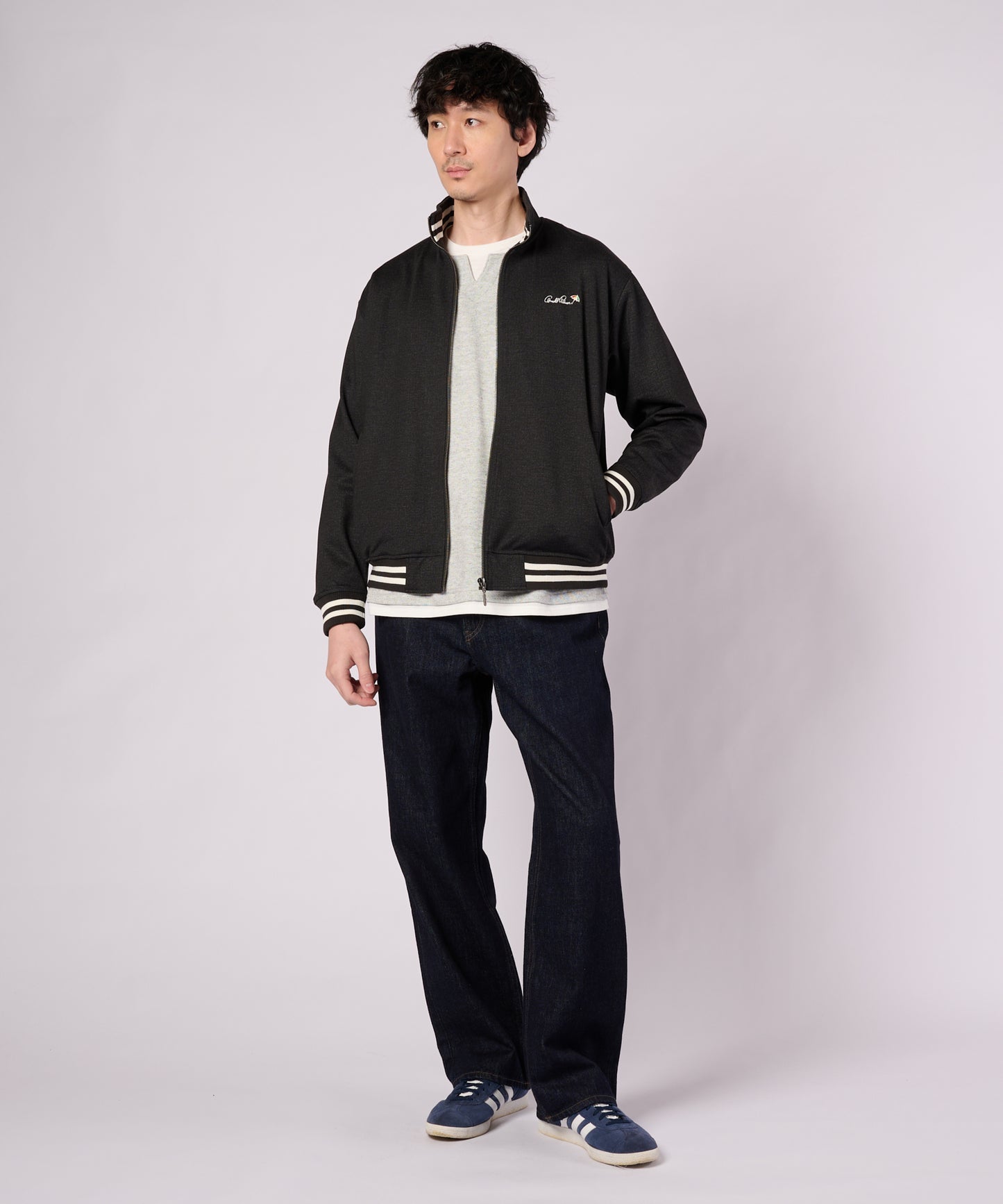 デニムライク ポンチ スタンドブルゾン