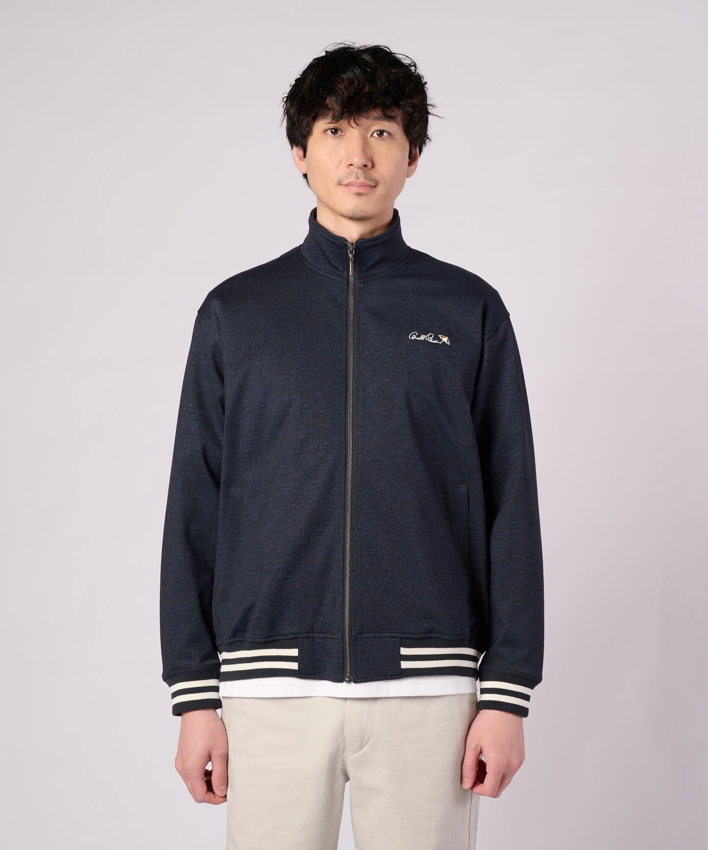 デニムライク ポンチ スタンドブルゾン