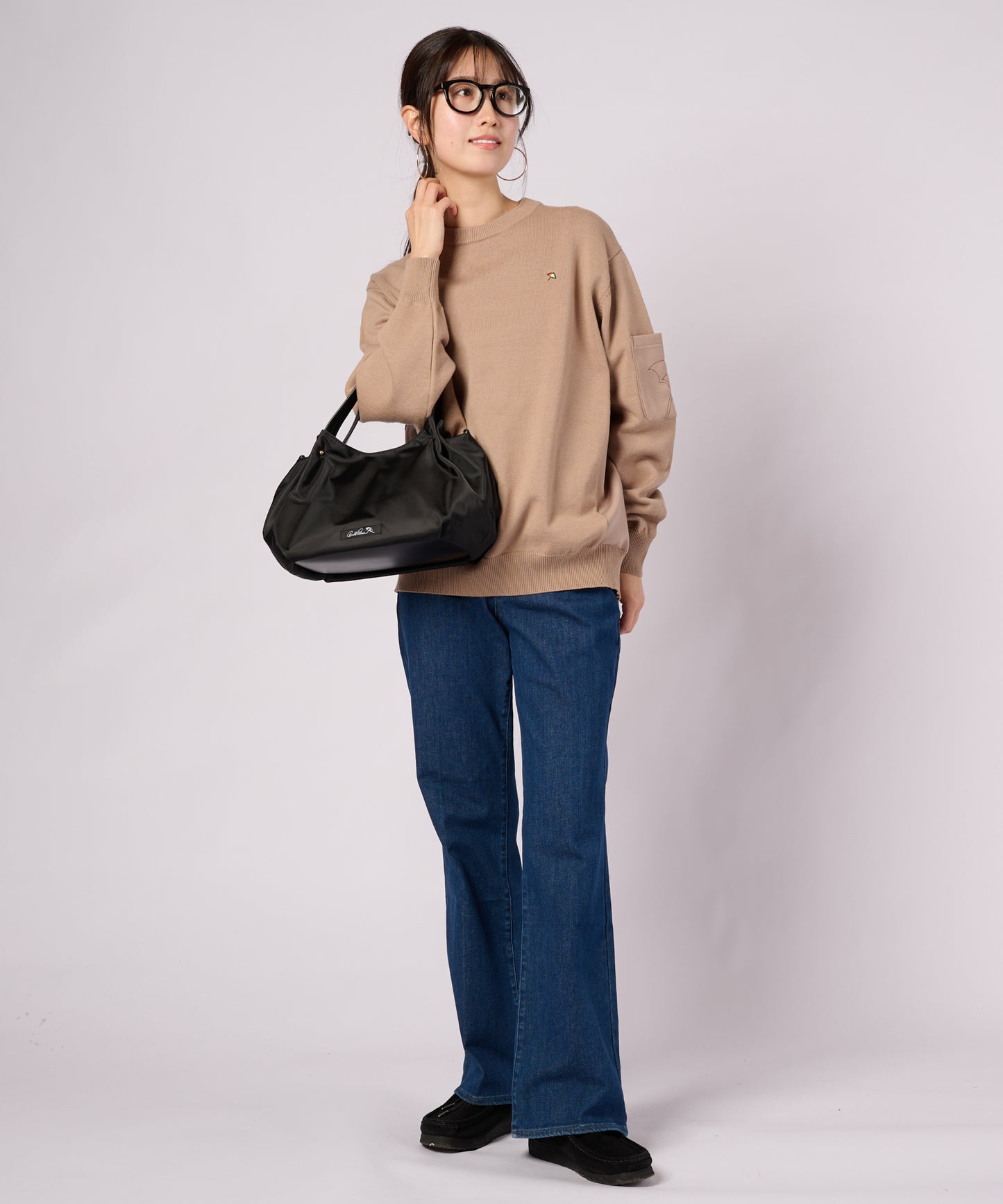 【ポイントUP対象】異素材切替 ニット プルオーバー