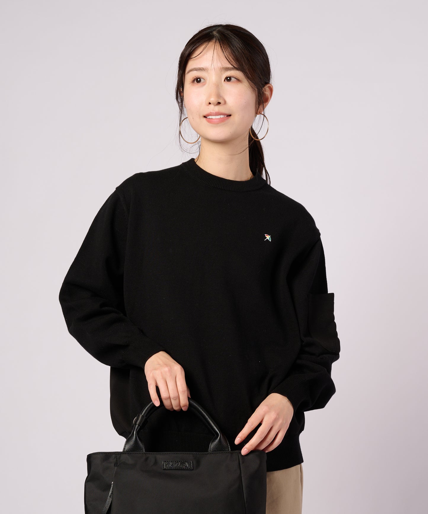 【ポイントUP対象】異素材切替 ニット プルオーバー