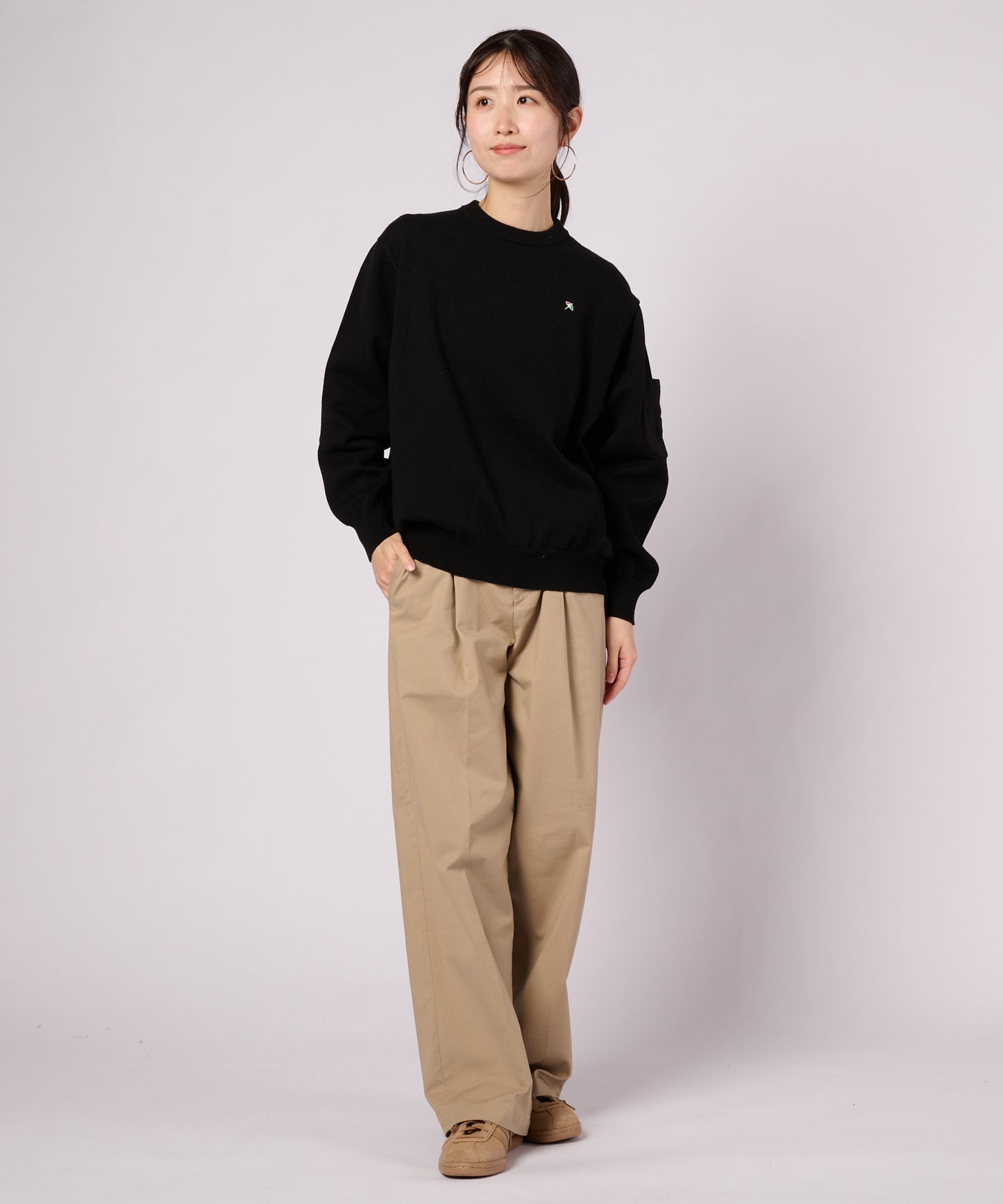 【ポイントUP対象】異素材切替 ニット プルオーバー