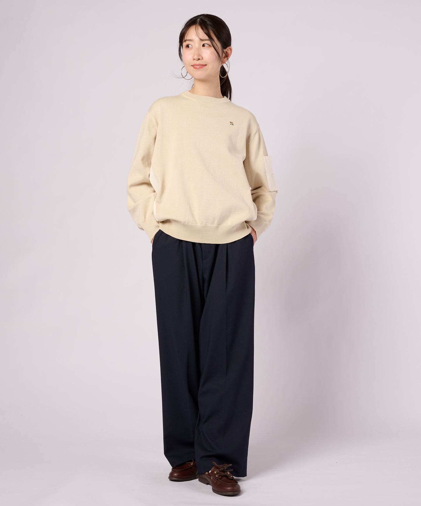 【ポイントUP対象】異素材切替 ニット プルオーバー