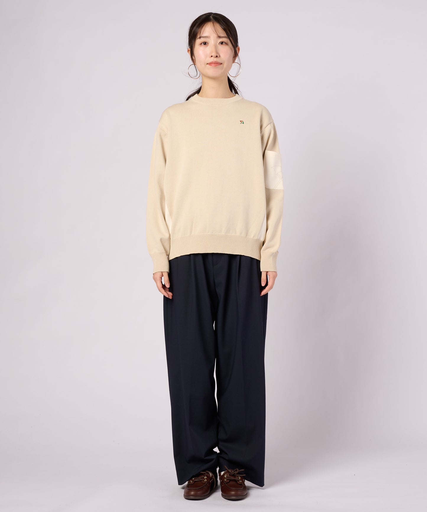 【ポイントUP対象】異素材切替 ニット プルオーバー