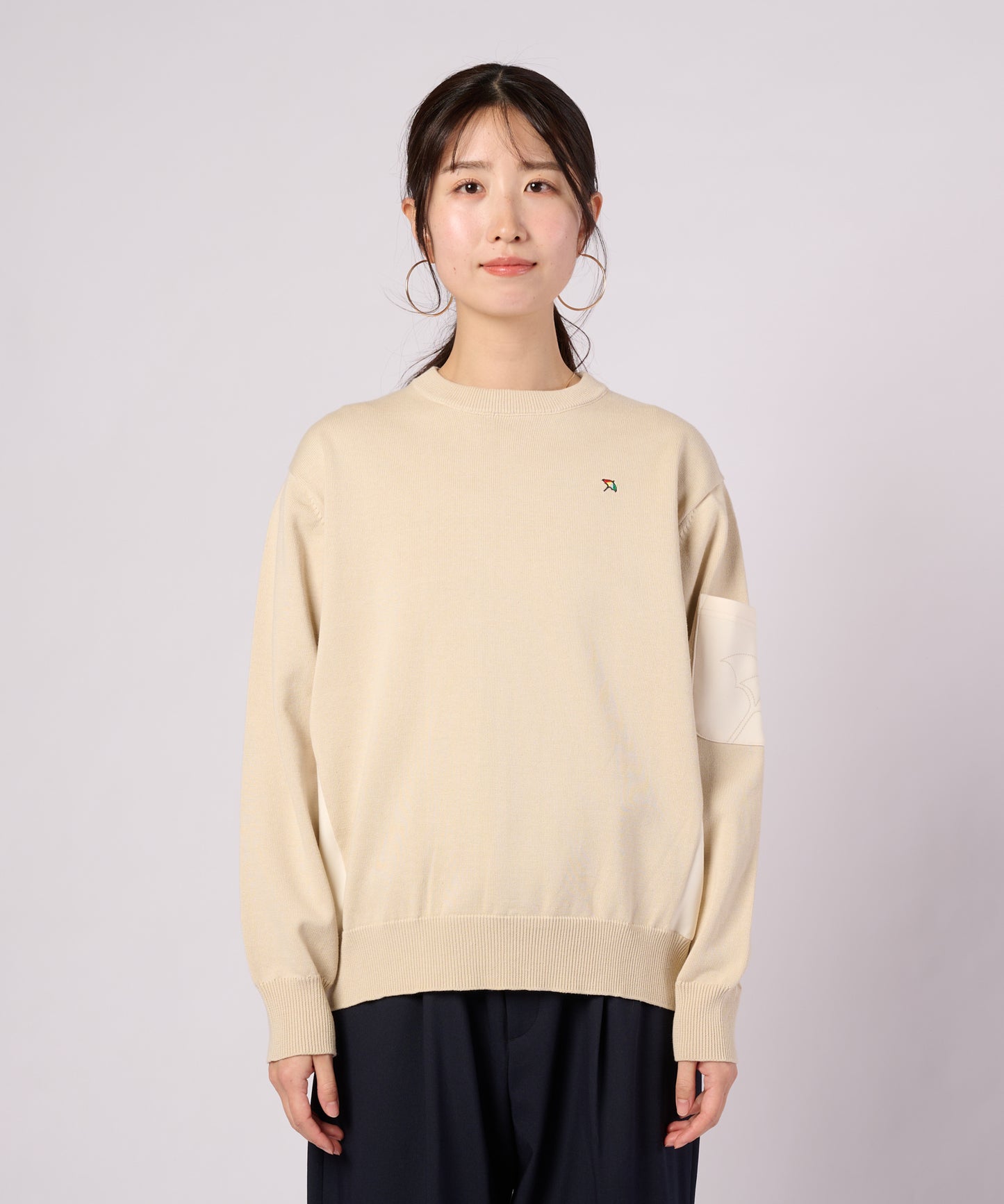 【ポイントUP対象】異素材切替 ニット プルオーバー