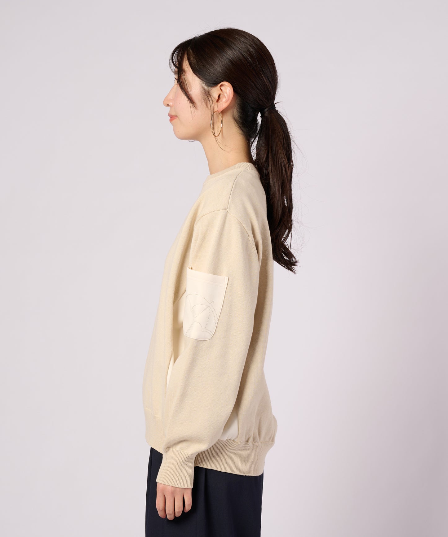 【ポイントUP対象】異素材切替 ニット プルオーバー