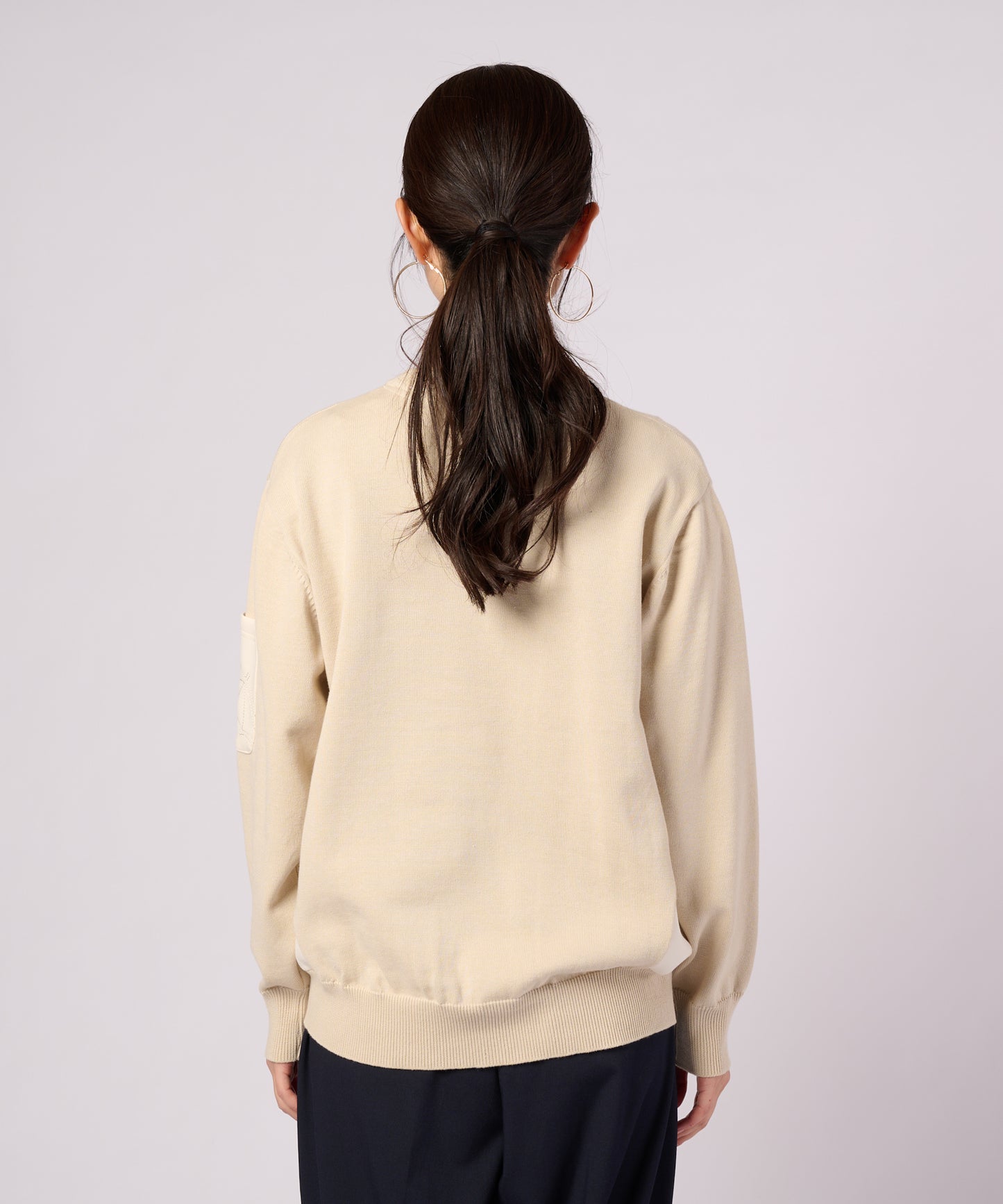 【ポイントUP対象】異素材切替 ニット プルオーバー