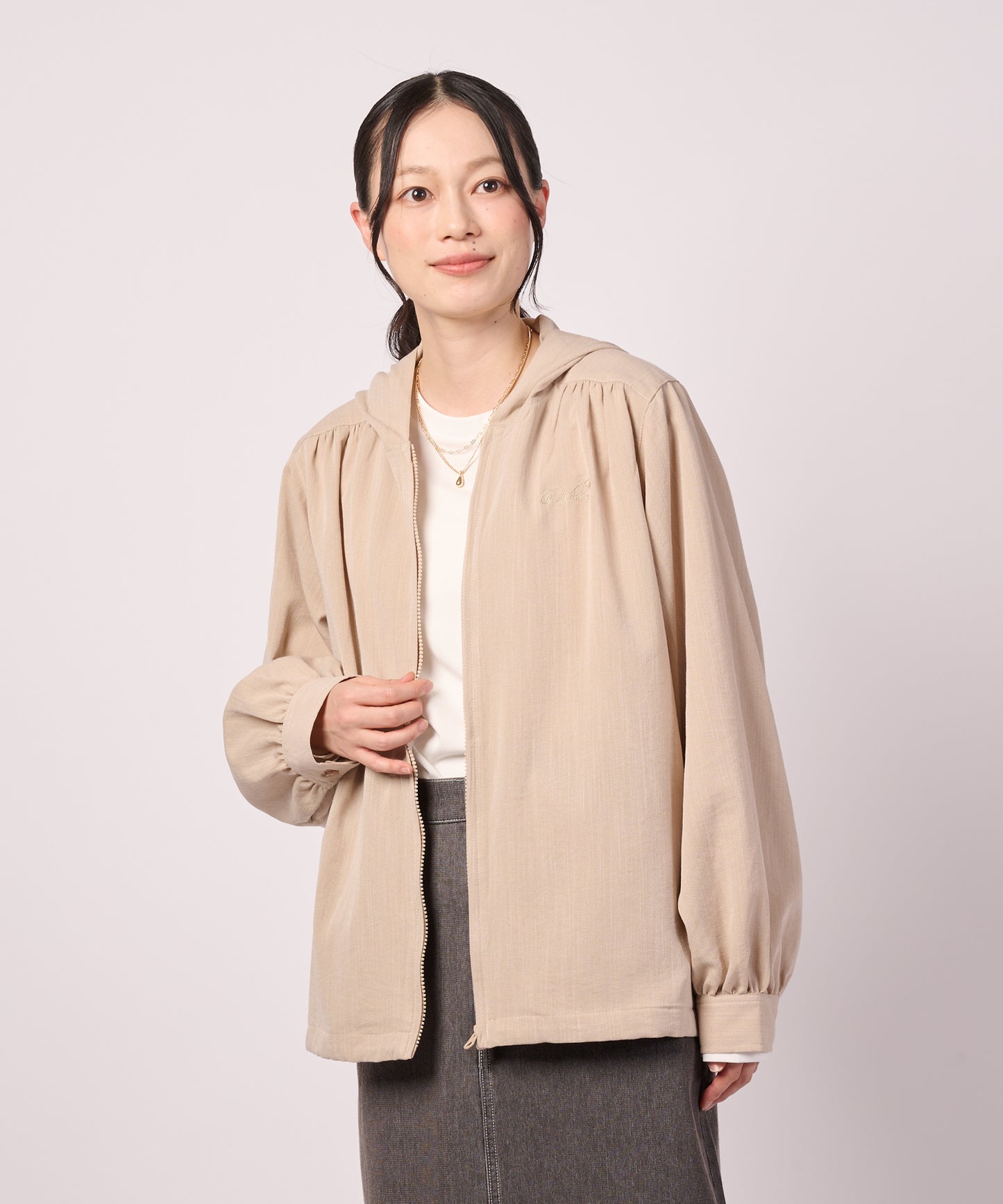 【レビューポイント対象アイテム】ギャザー フーディ―シャツ