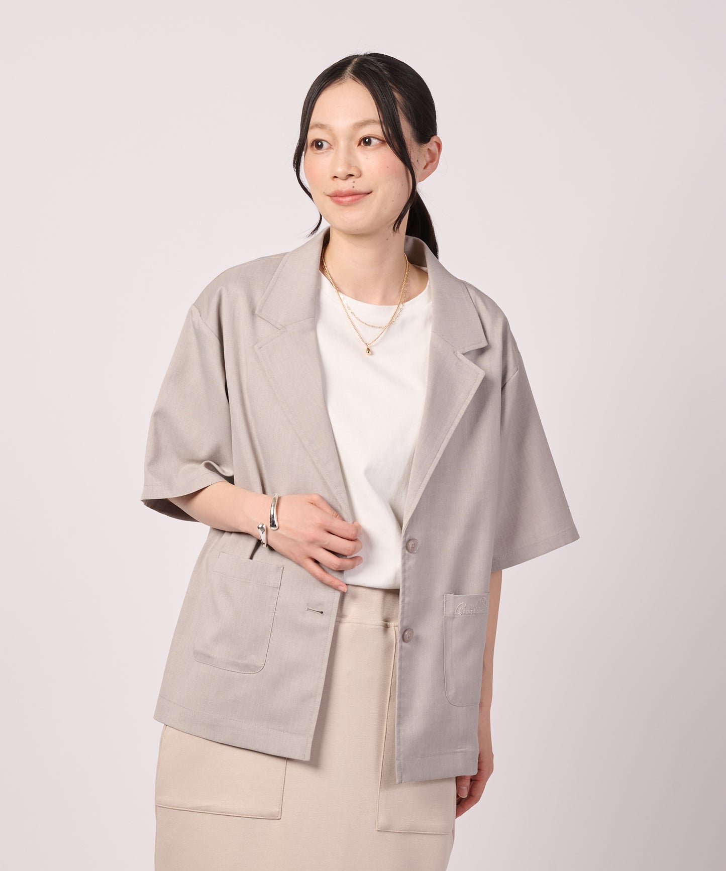 リネンライク ライト テーラードジャケット