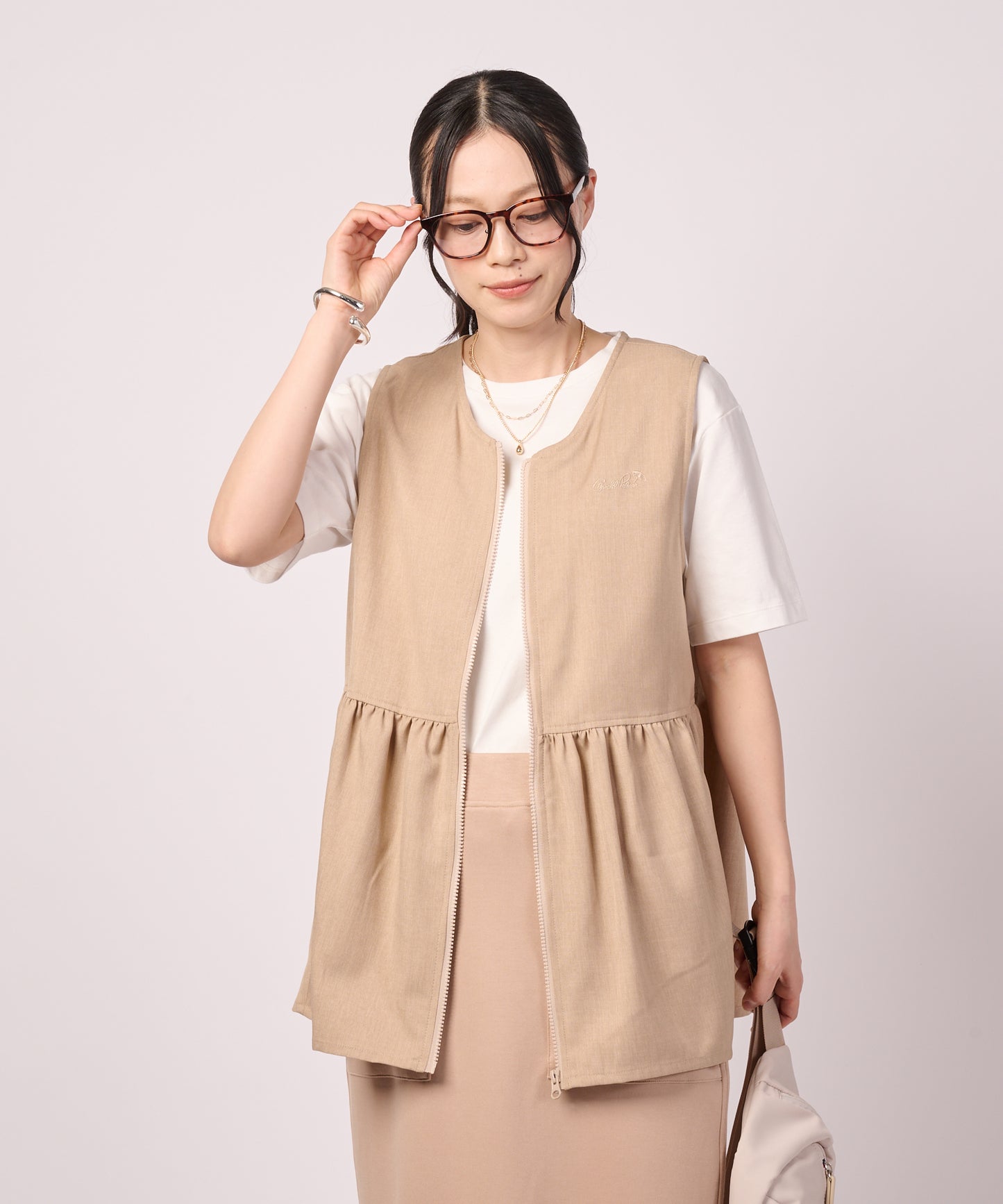 リネンライク ZIP ジレベスト