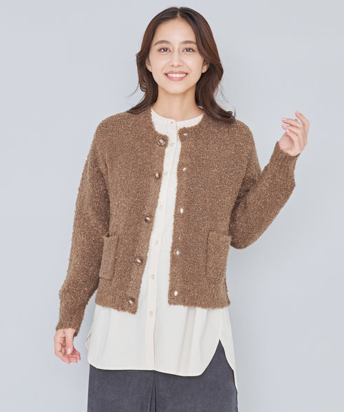 アーノルド パーマー(Arnold Palmer)バックパーマーチェックブークレーニットカーディガン