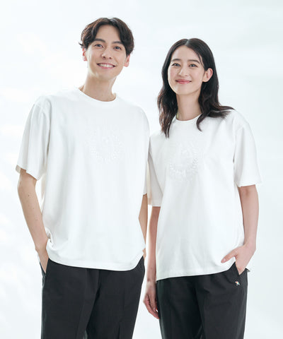 【汗染み防止】シルケットモクロディ シェア ロゴ刺繍Tシャツ