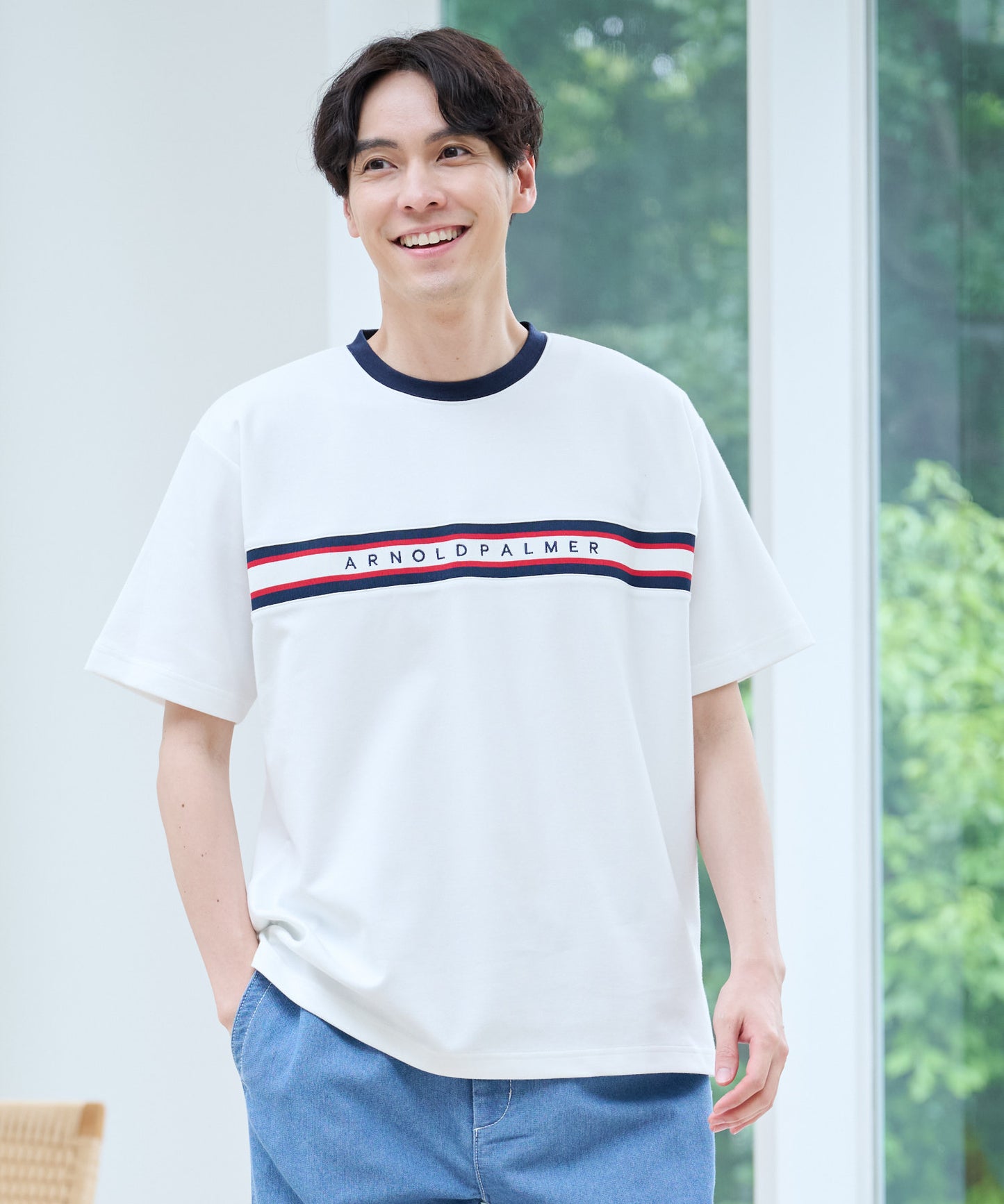【汗染み防止】シェア パネルリブラインTシャツ