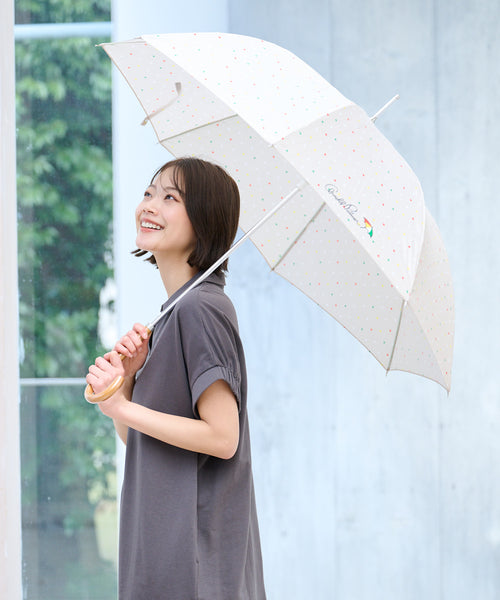 ドット柄 晴雨兼用 シェア 長傘