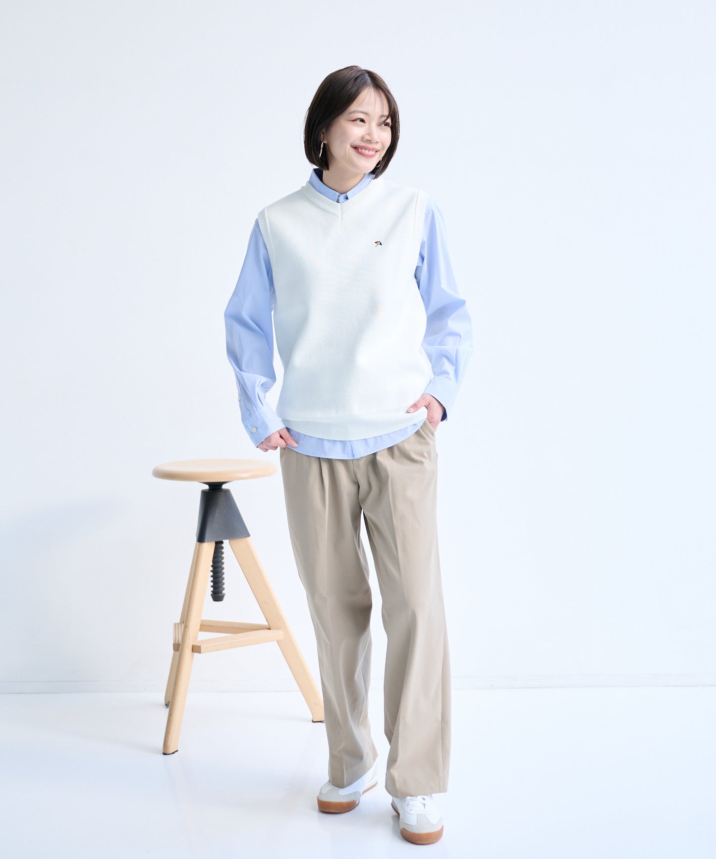 3SEDAI KNIT シェア Vネックベスト