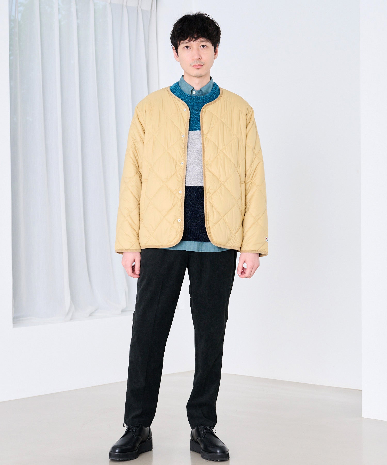 カラーレス シェア キルティング ジャケット（ノーカラージャケット