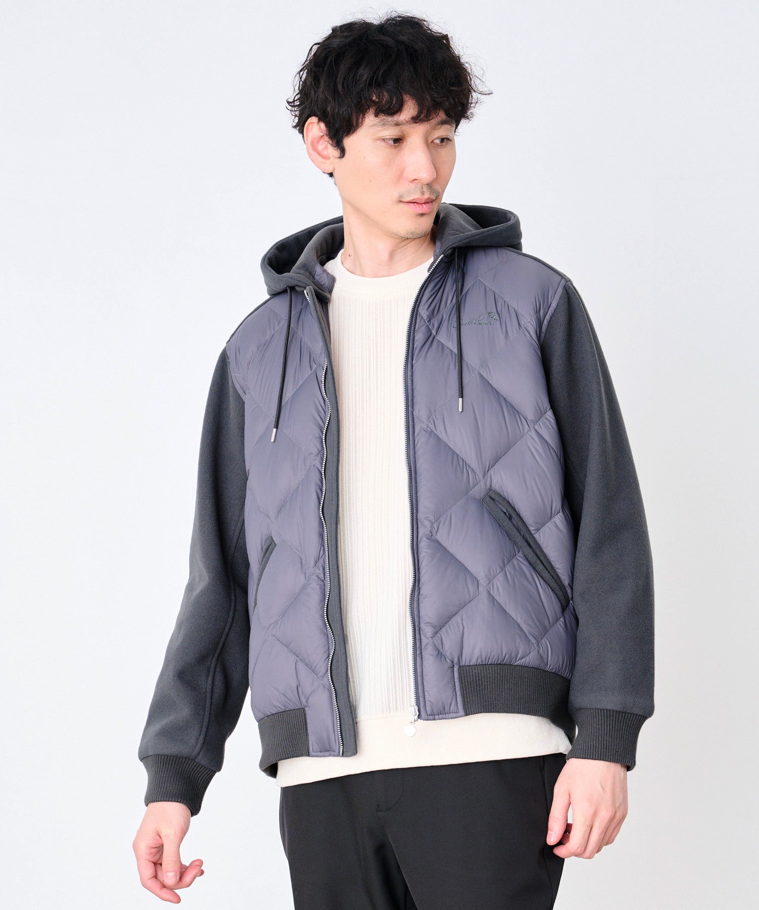 アーノルド パーマー ネイビー ダウンコートジャケット サイズ4 裏地総柄 Arnold Palmer（アーノルドパーマー） ダウンコート ダウンジャケット