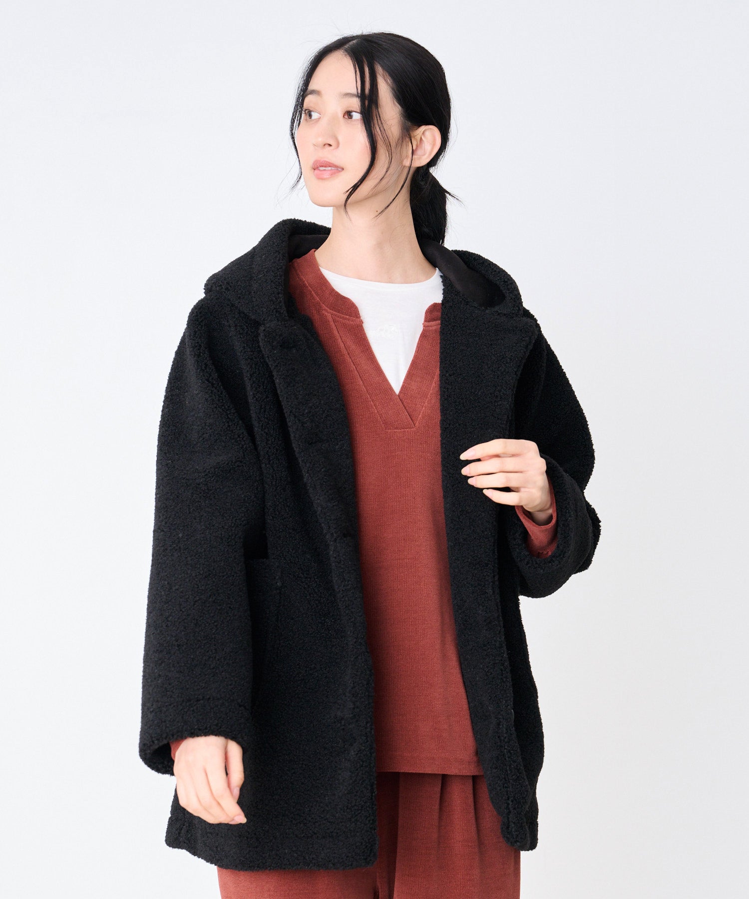 ボア フーディ ショートコート（その他アウター/レディース