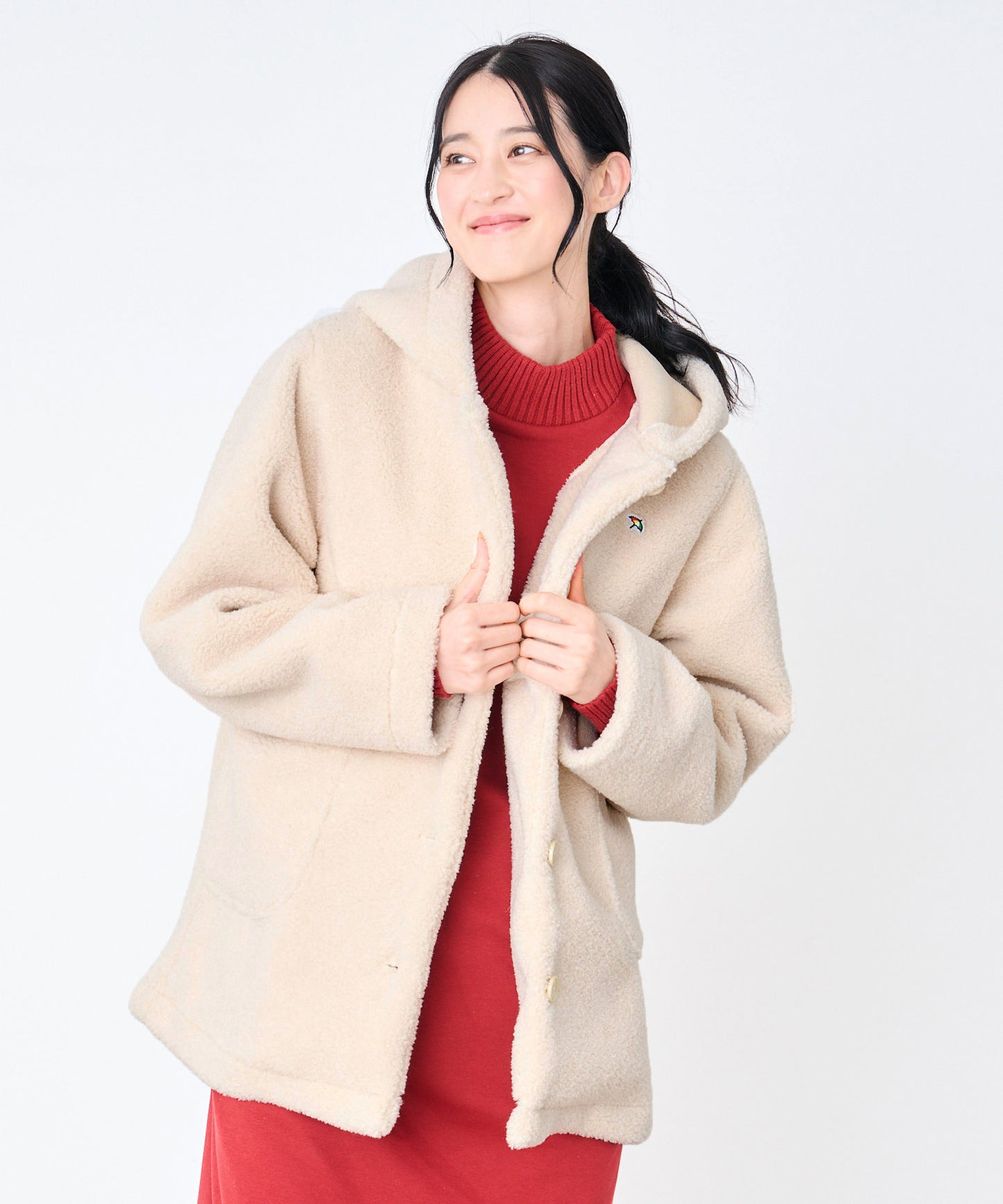 ボア フーディ ショートコート