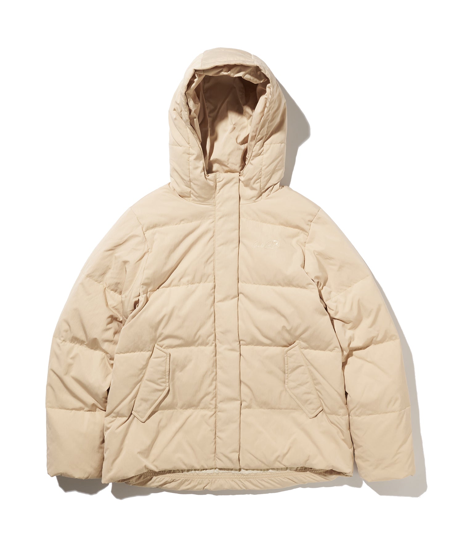 【美品】テーラーメイド taylormadeダウンジャケットO メンズベージュ フード ダウンジャケット（ダウンジャケット/コート/レディース