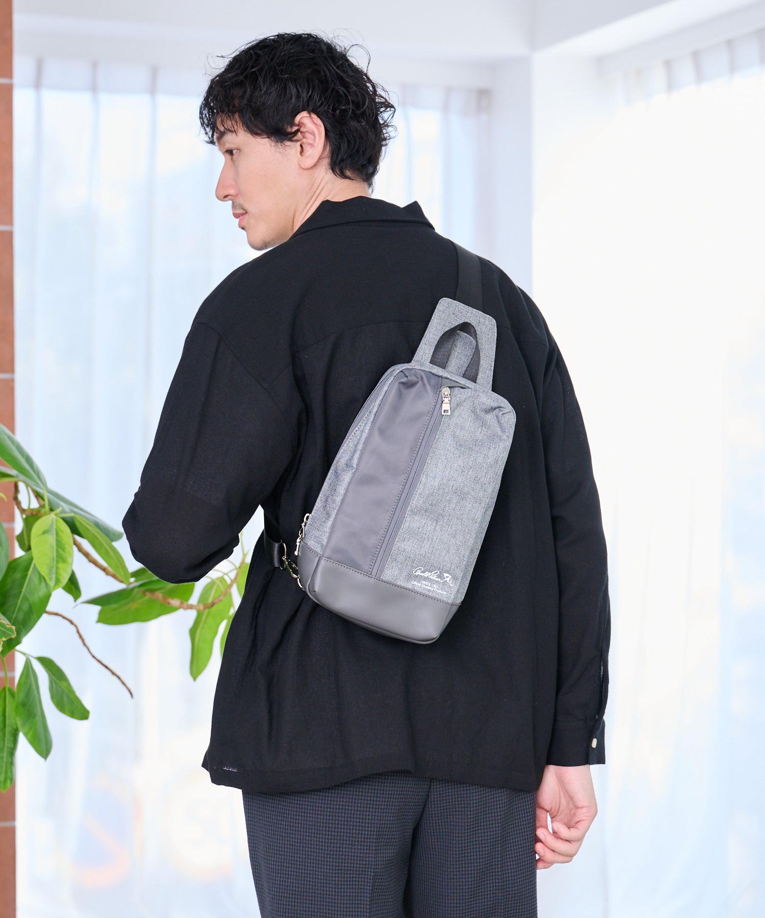 メランジ×フェイクレザー パネルボディバッグ（ボディバッグ/ウエスト