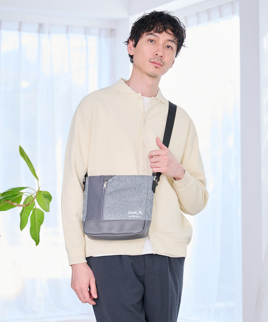 Arnold Palmer　 メランジ×フェイクレザー パネルサコッシュ