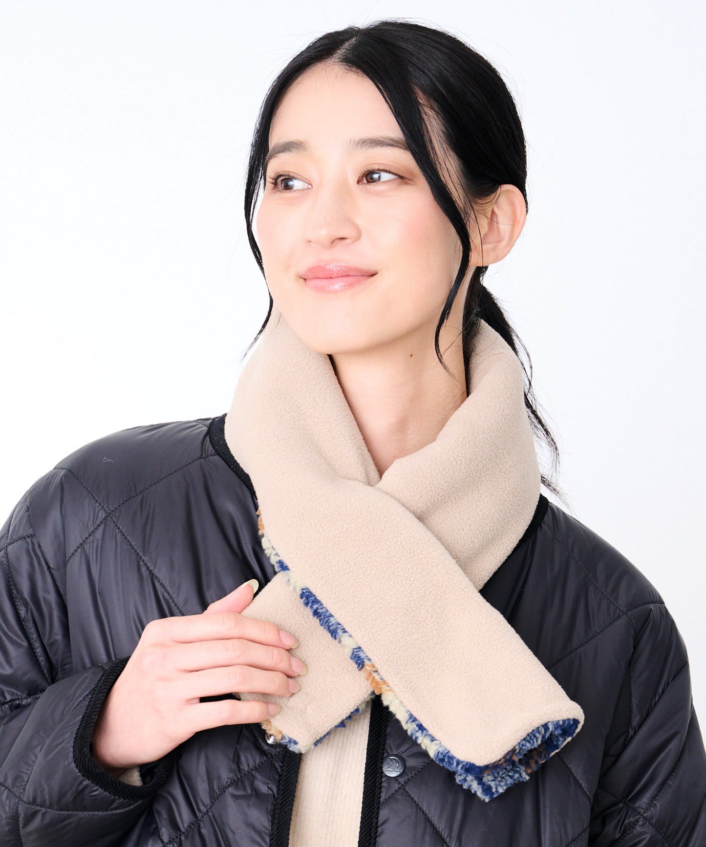 チェックボア リバーシブルマフラー