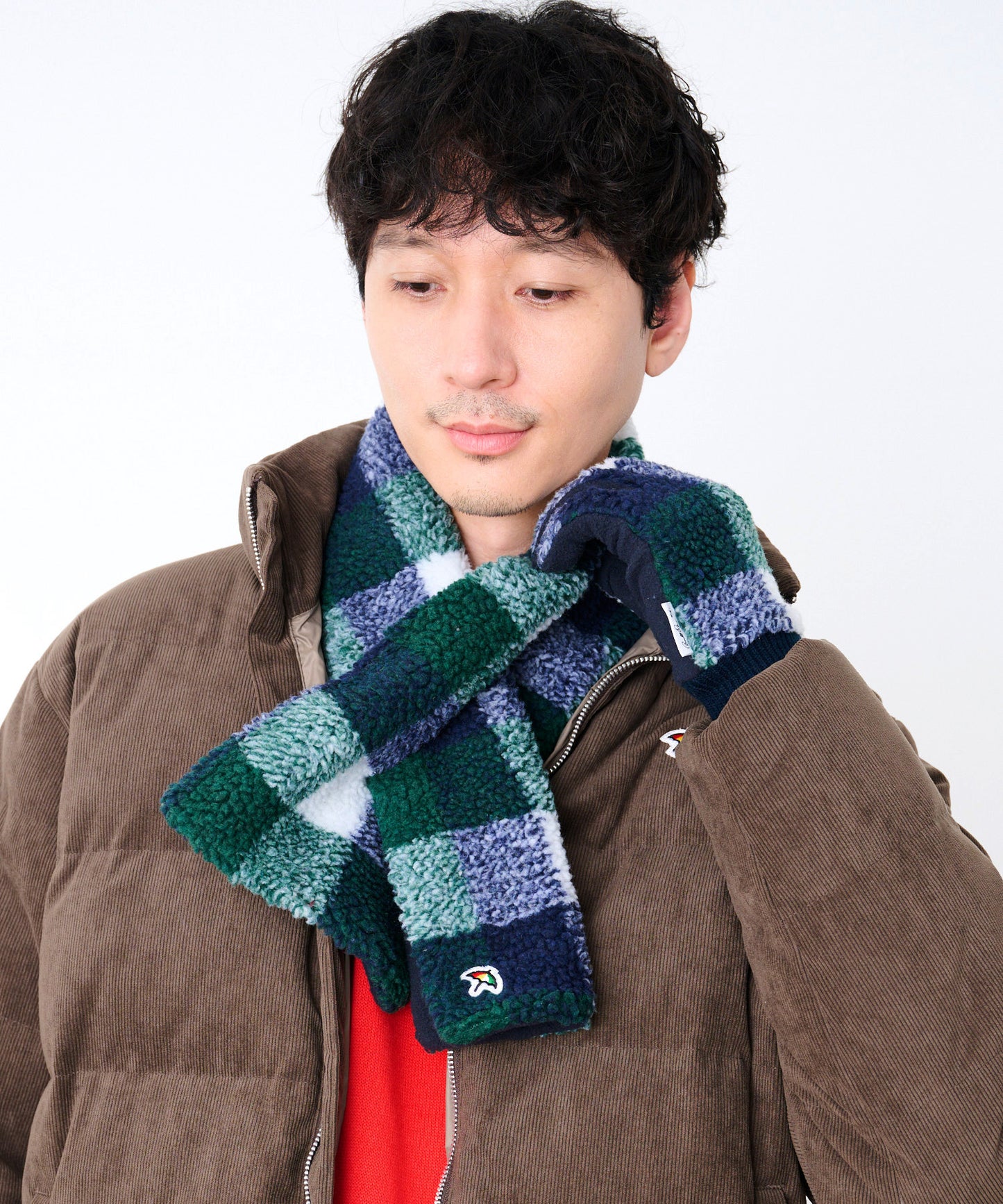 チェックボア リバーシブルマフラー