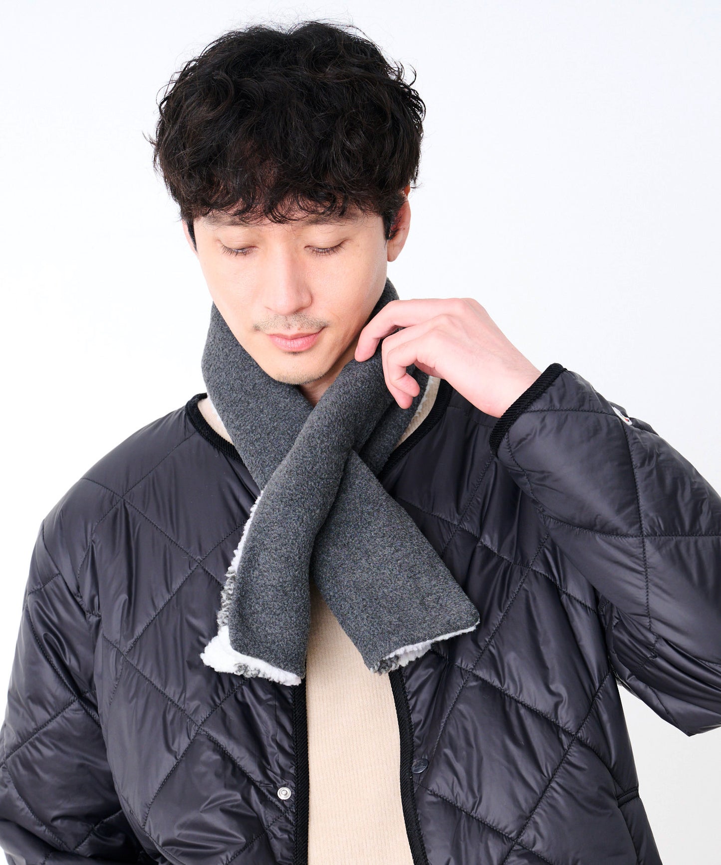 チェックボア リバーシブルマフラー