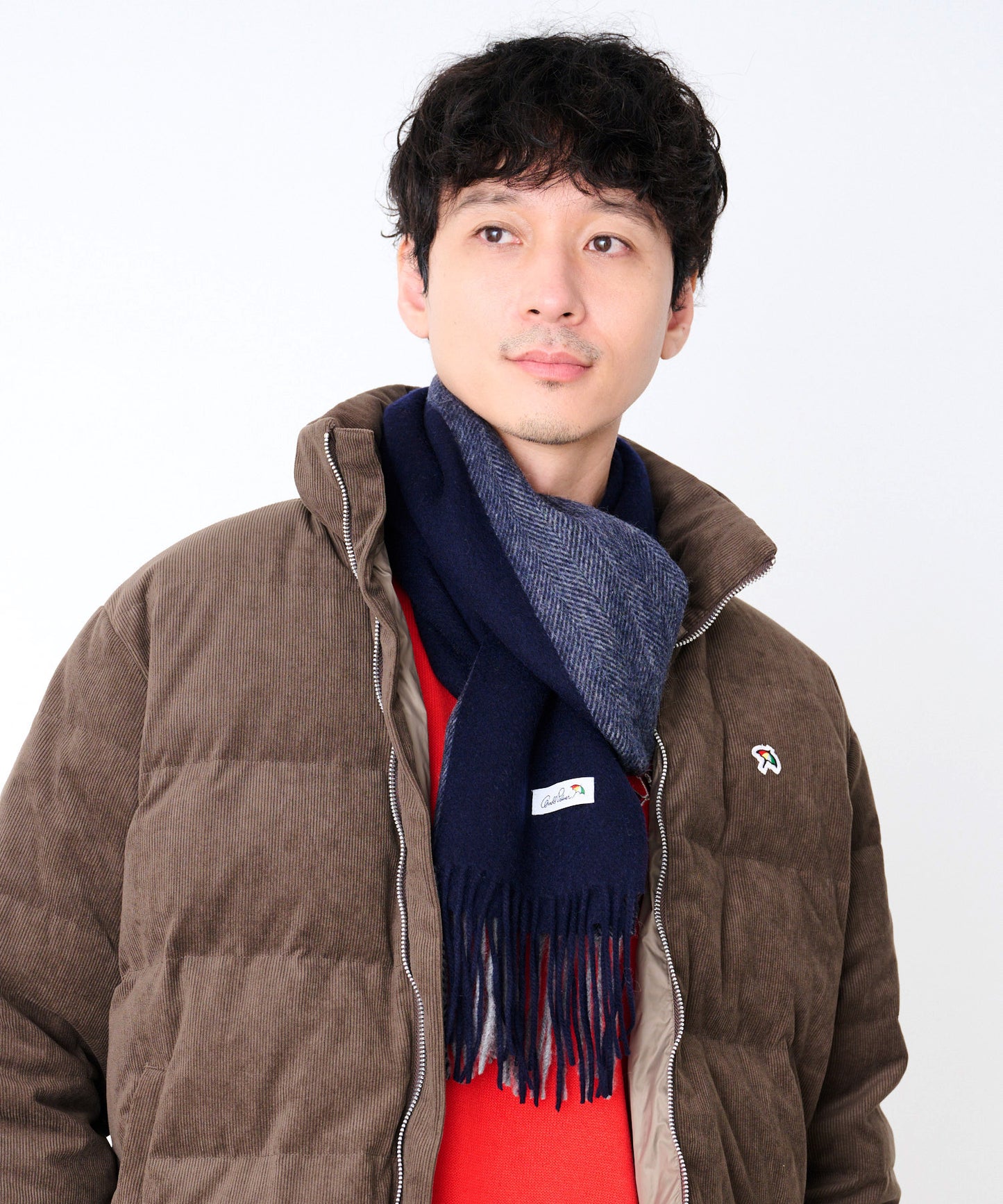 バイカラ― ヘリンボン レギュラーマフラー