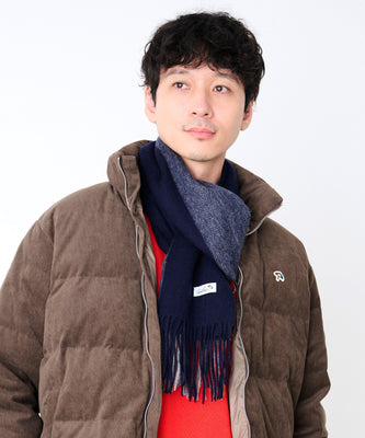 バイカラ― ヘリンボン レギュラーマフラー