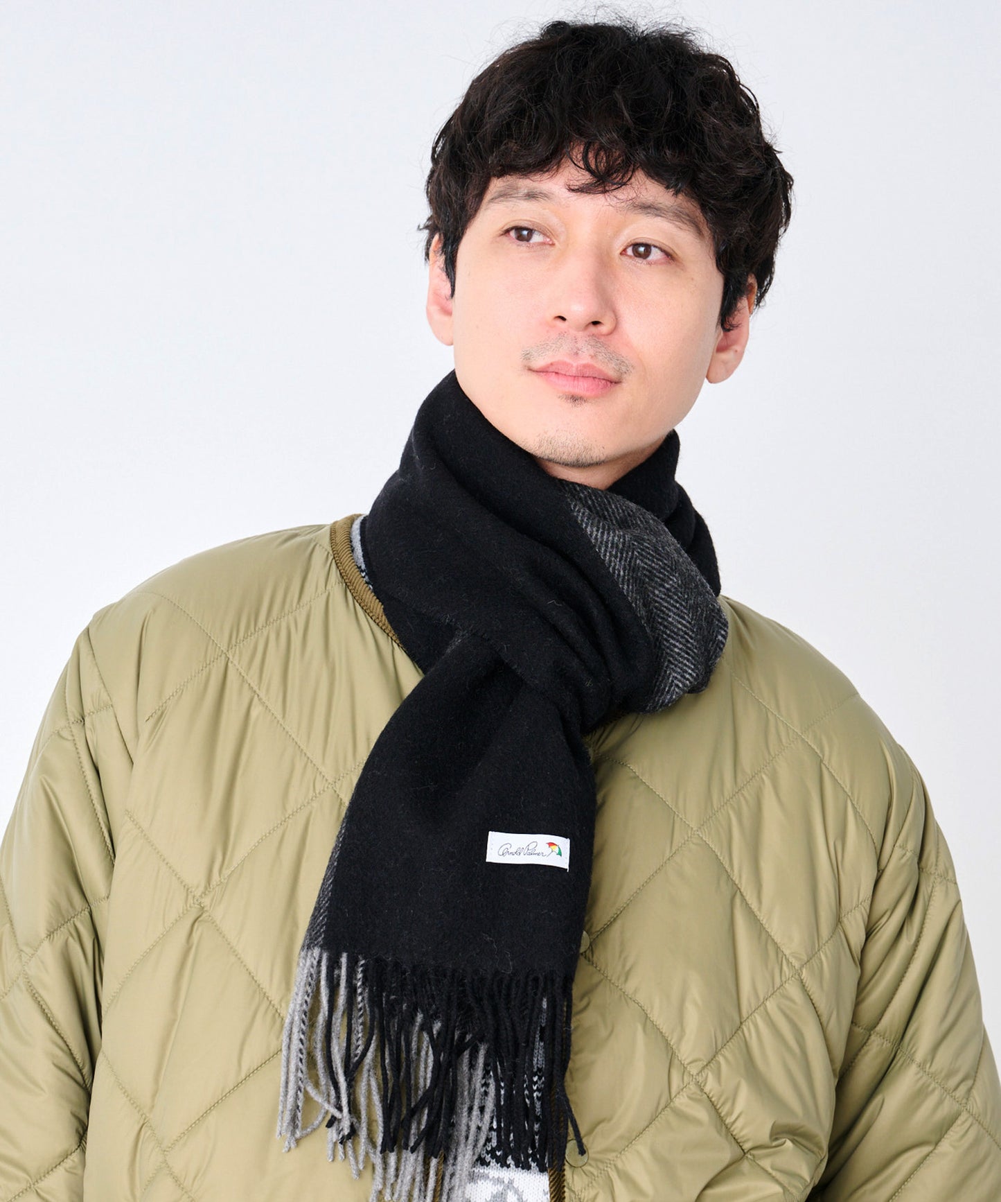 バイカラ― ヘリンボン レギュラーマフラー