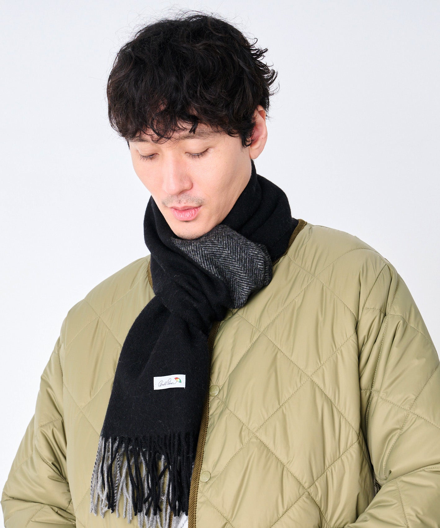 バイカラ― ヘリンボン レギュラーマフラー