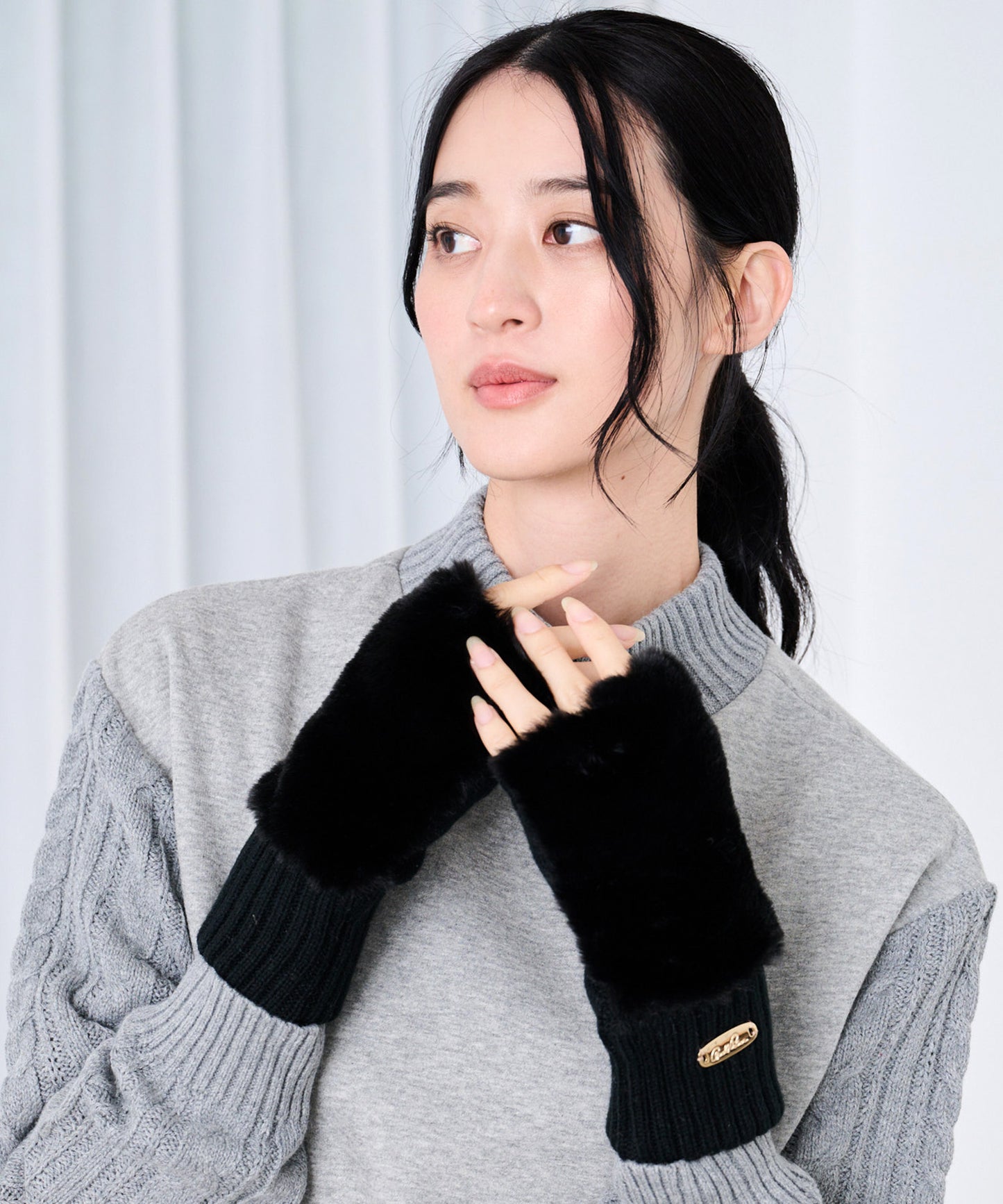 フェイクファー フィンガーレス グローブ