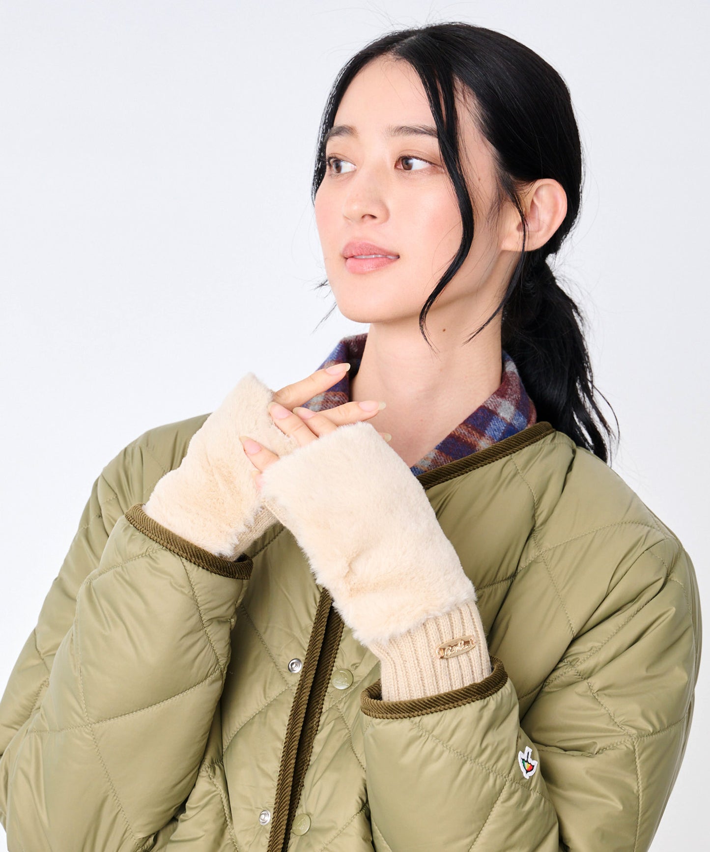 フェイクファー フィンガーレス グローブ