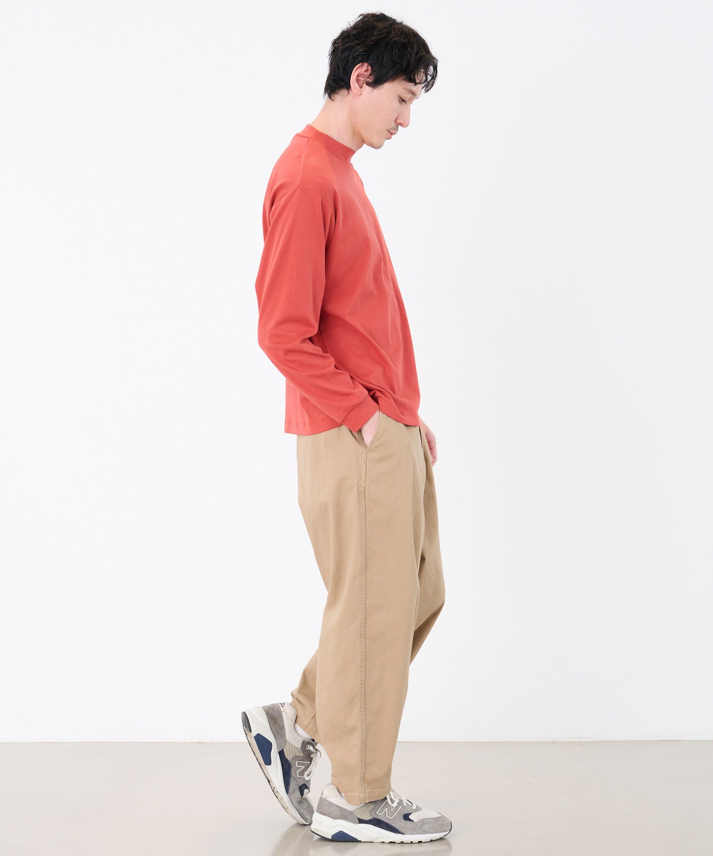 シェア スムースコットン モックネック ロングTシャツ
