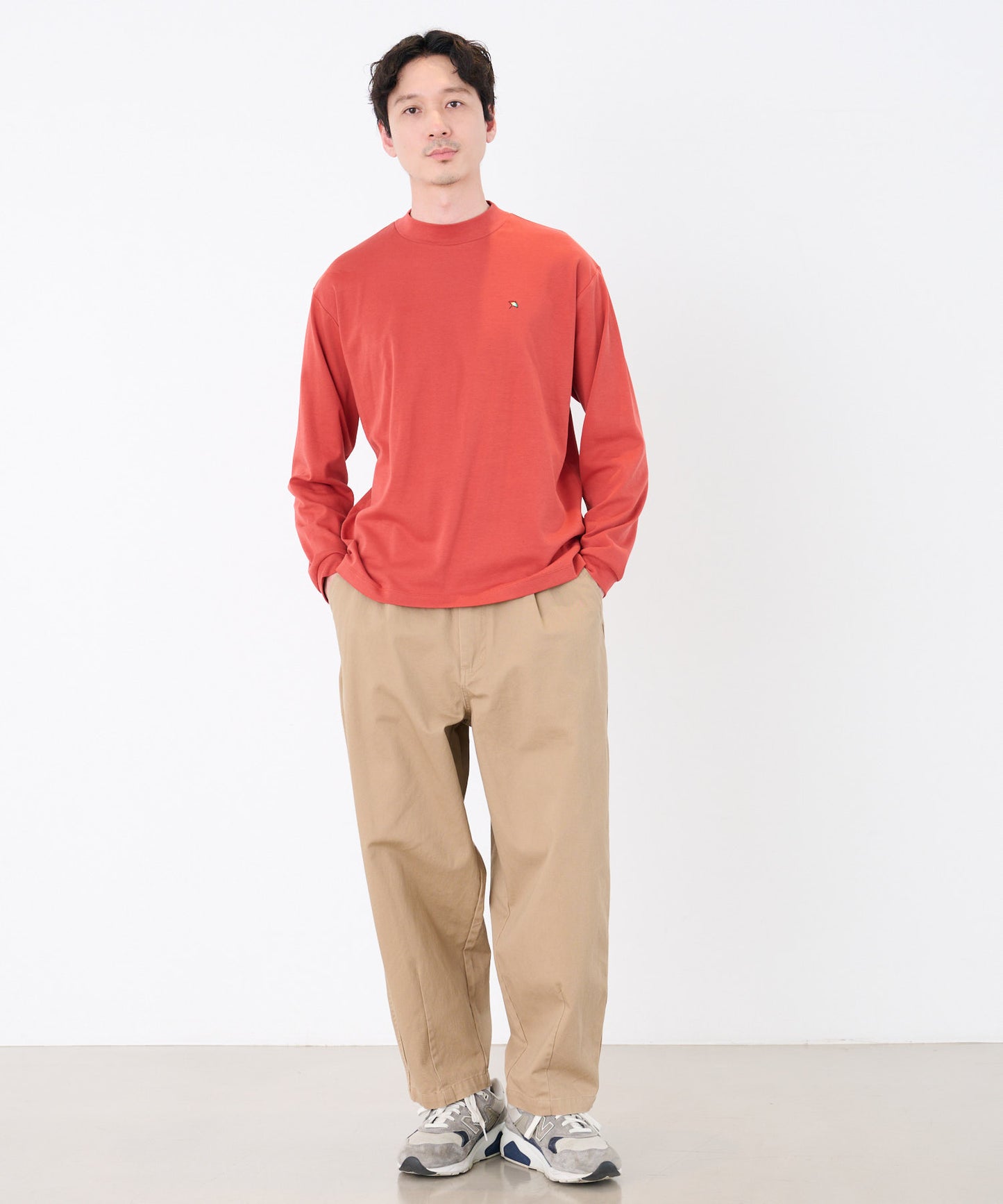 シェア スムースコットン モックネック ロングTシャツ
