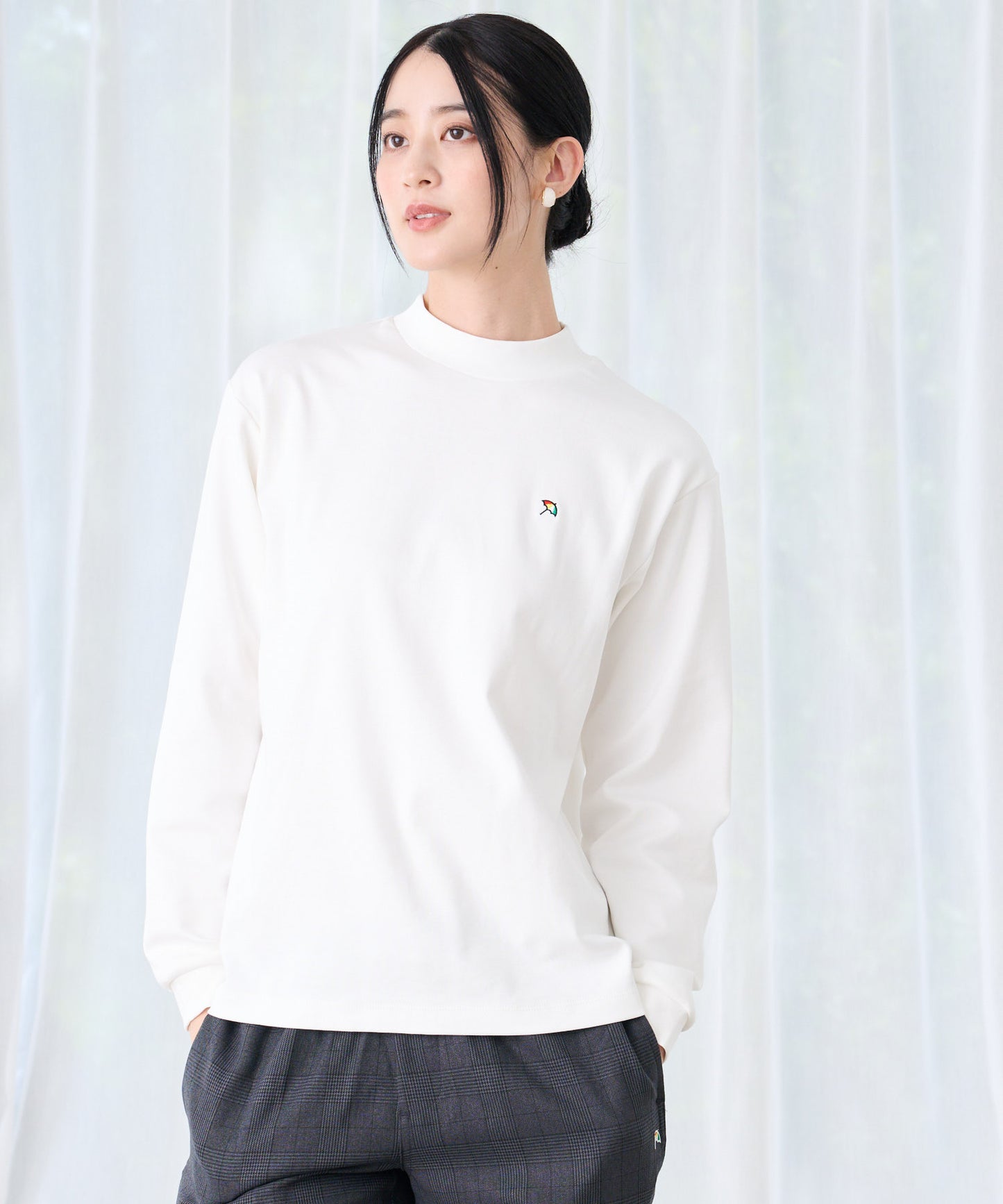 シェア スムースコットン モックネック ロングTシャツ
