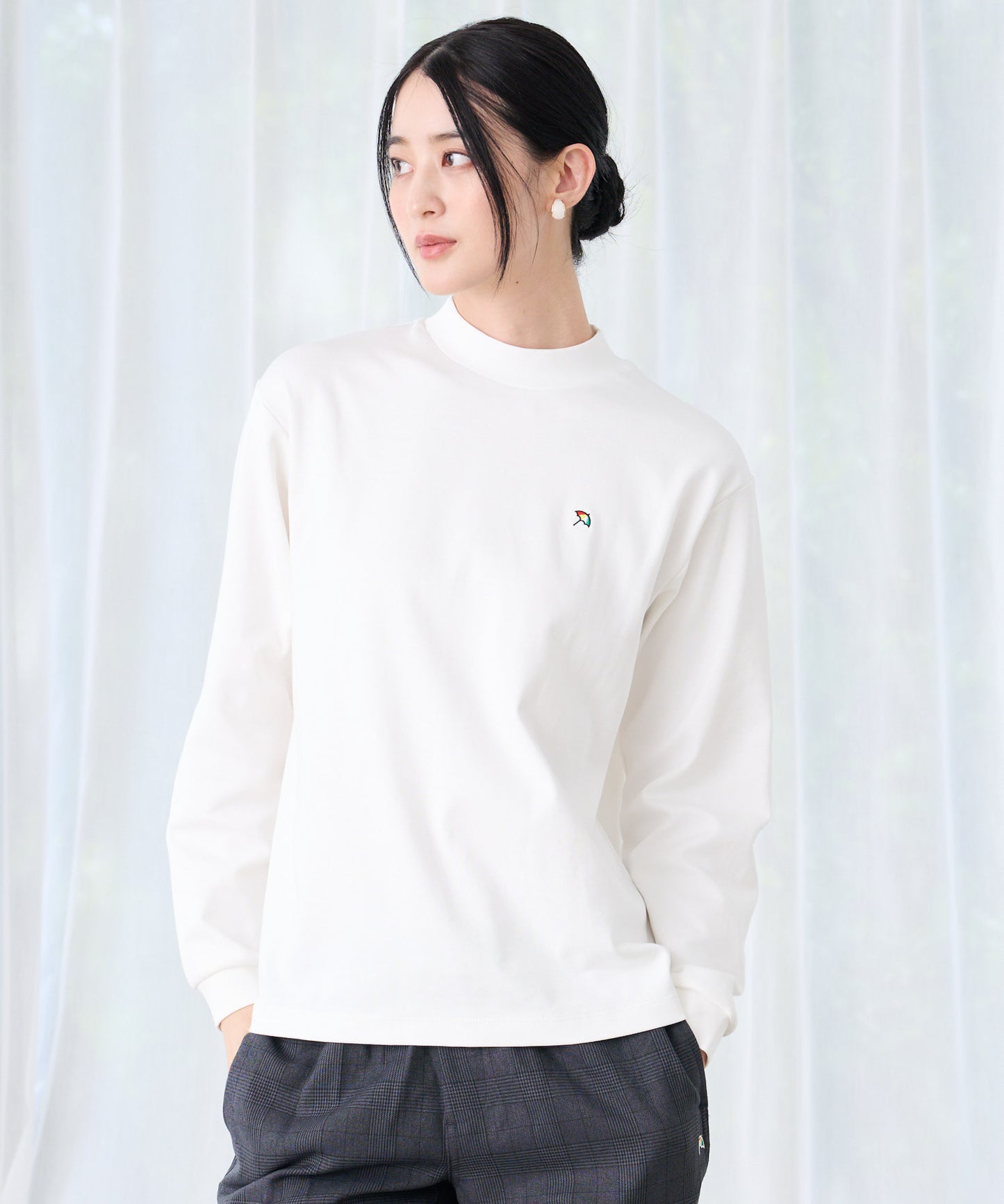 シェア スムースコットン モックネック ロングTシャツ