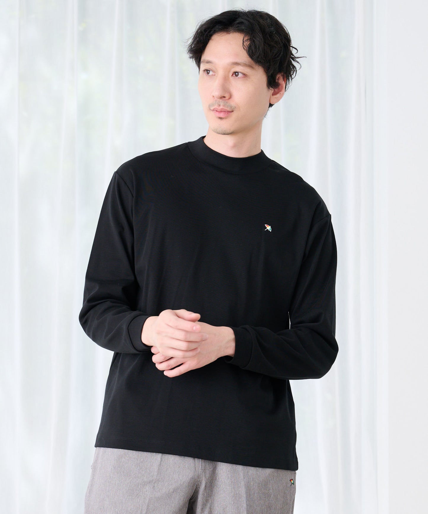 シェア スムースコットン モックネック ロングTシャツ