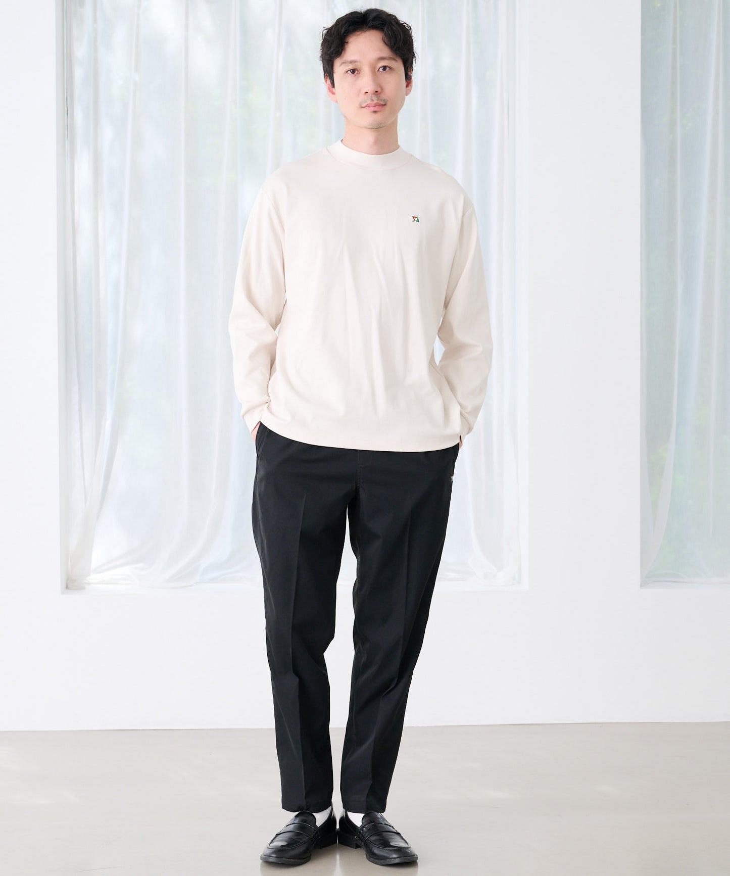 シェア スムースコットン モックネック ロングTシャツ