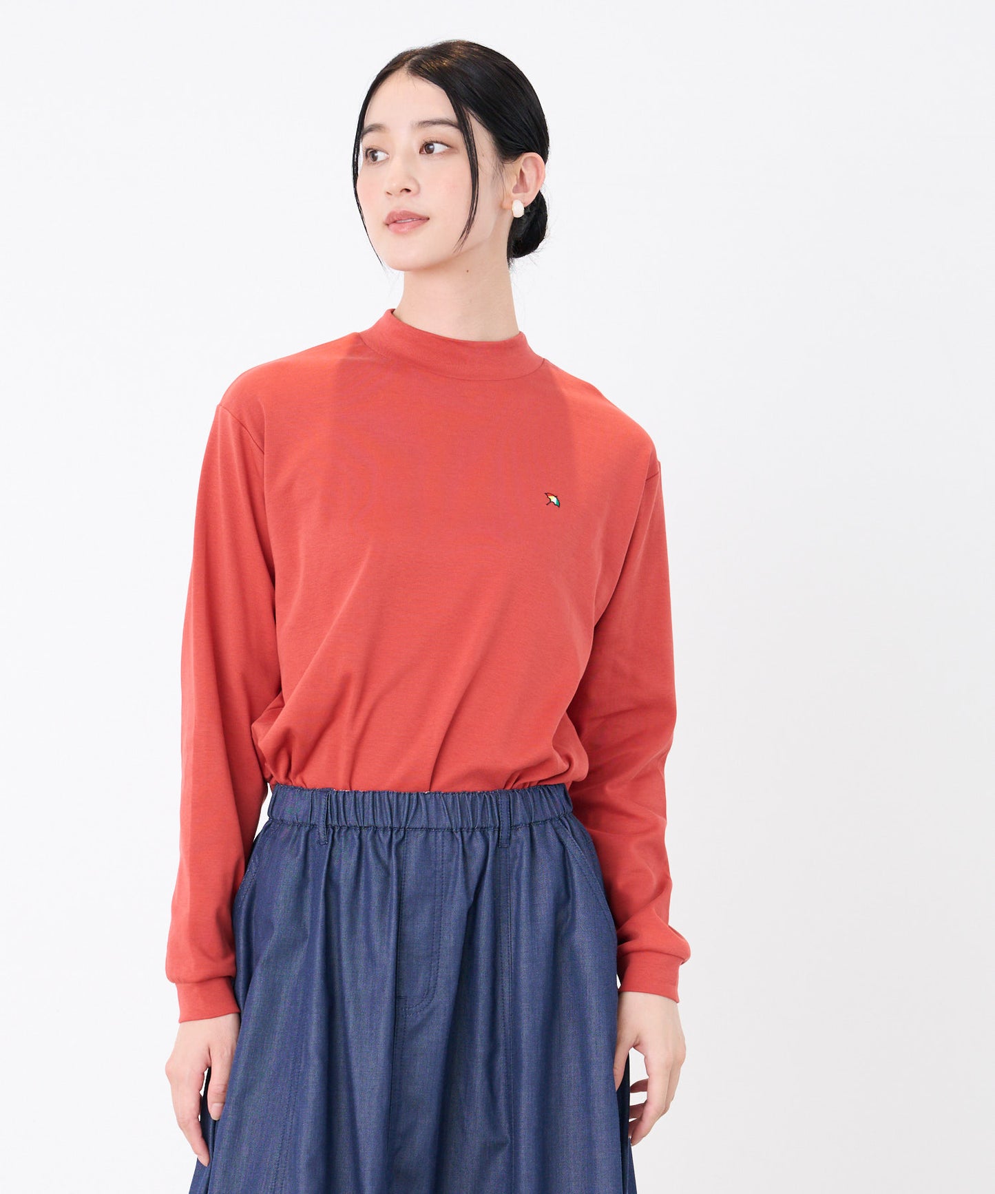シェア スムースコットン モックネック ロングTシャツ