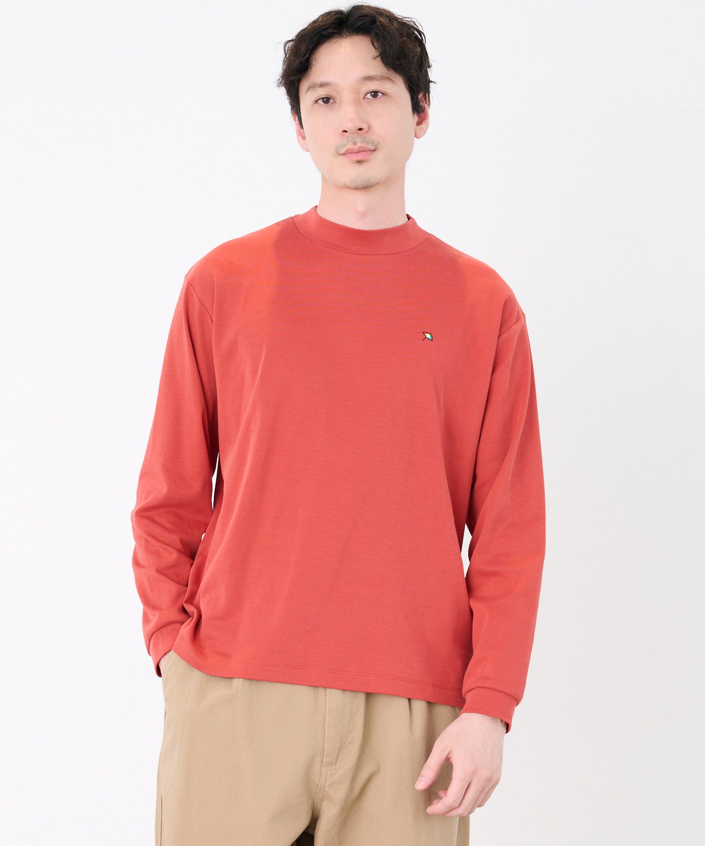 シェア スムースコットン モックネック ロングTシャツ