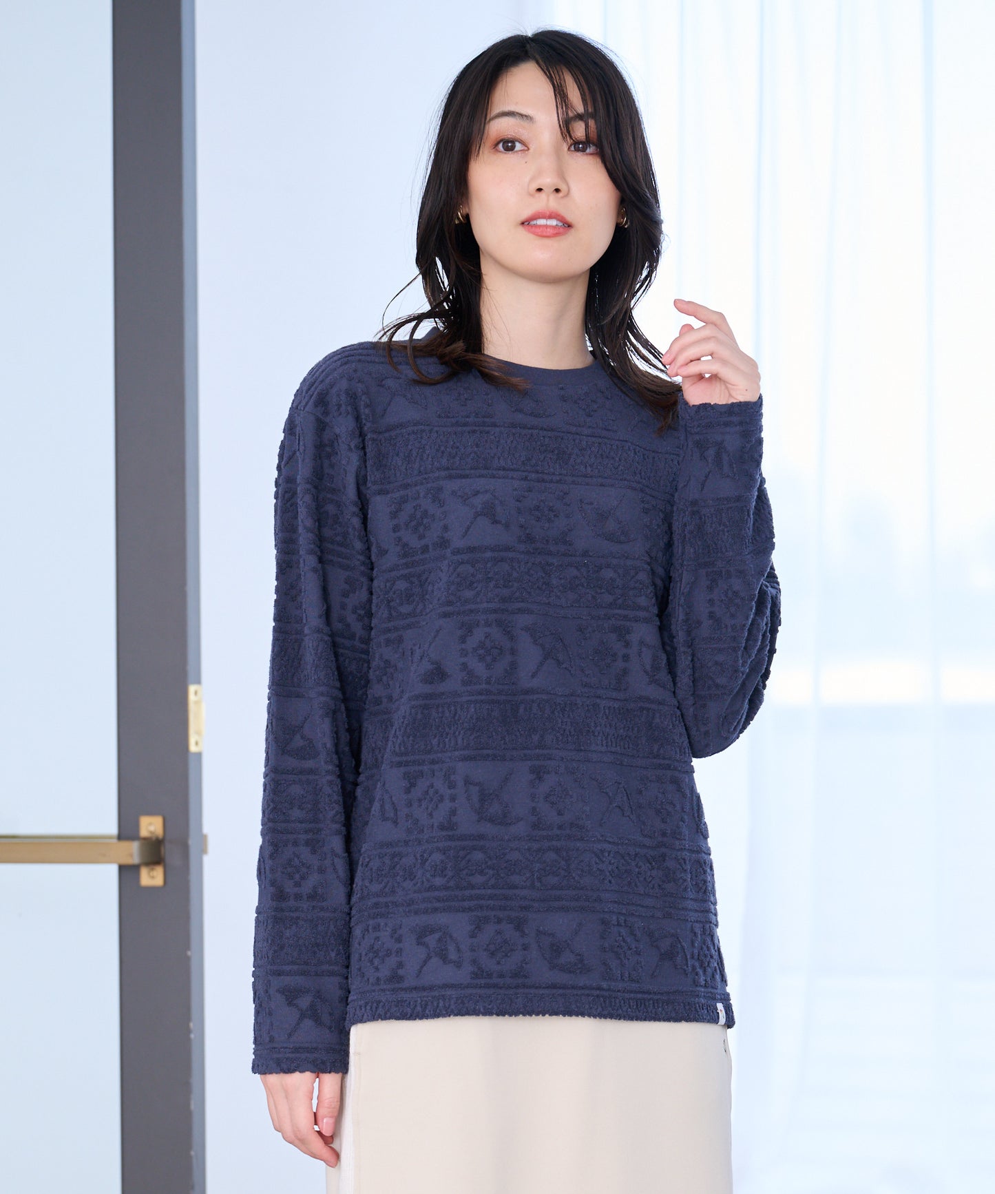 シェア アンブレラパイルジャガード ロングTシャツ