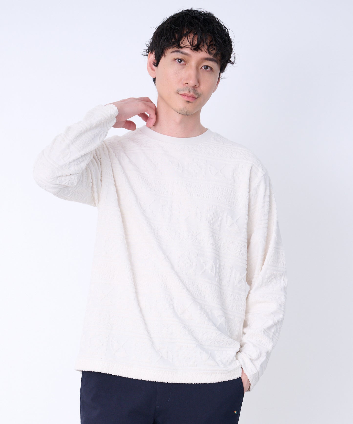 シェア アンブレラパイルジャガード ロングTシャツ