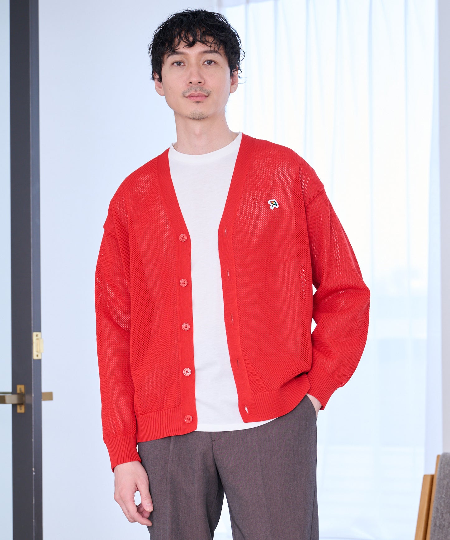 シェア メッシュニットカーディガン + ロングTシャツセット