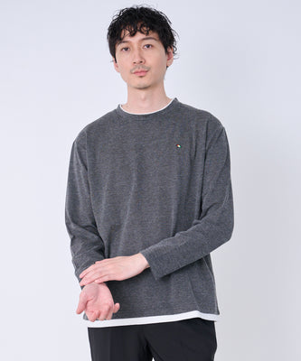 メランジ鹿の子 フェイクレイヤード ロングTシャツ